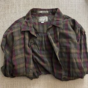 Dockers Men's Plaid Shirt - Olive and Burgundy